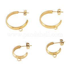 4Pcs 2 Colors 304 Stainless Steel Stud Earring Findings&nbsp;STAS-TAD0001-05G