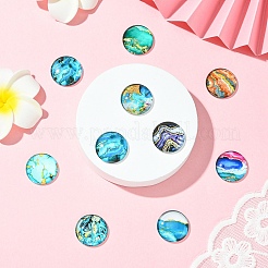 Glass Marbleize Cabochons&nbsp;GGLA-YW0002-01