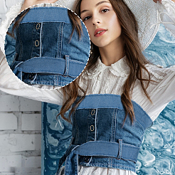 5Pcs 5 Colors Polyester Denim Fabric Ribbon&nbsp;DIY-FH0008-06
