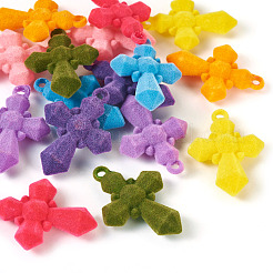 16Pcs 8 Colors Flocking Resin Pendants&nbsp;RESI-TA0002-77