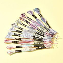 12 Skeins 6 Colors 6-Ply Polyester Embroidery Floss&nbsp;OCOR-FS0001-01B-03