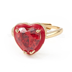 Cubic Zirconia Heart Adjustable with Enamel&nbsp;RJEW-L100-026G-01
