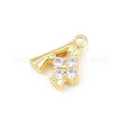 26Pcs Brass Micro Pave Clear Cubic Zirconia Charms&nbsp;KK-Z151-18G