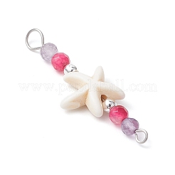 4Pcs 4 Colors Summer Beach Dyed Synthetic Turquoise Connector Charms&nbsp;PALLOY-JF03747-03