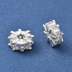 Brass Micro Pave Cubic Zirconia Beads&nbsp;KK-R216-01S