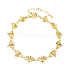Brass Micro Pave Clear Cubic Zirconia Link Chain Bracelets for Women&nbsp;BJEW-A090-10B-G
