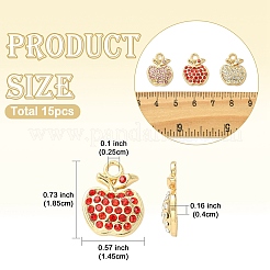 15Pcs 3 Colors Rack Plating Alloy Rhinestone Pendants&nbsp;FIND-YW0012-82