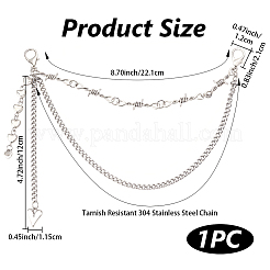 1Pc Alloy & 304 Stainless Steel Barbed Wire Heart Tassel Double Layer Bag Decorative Chains&nbsp;HJEW-BM0001-99