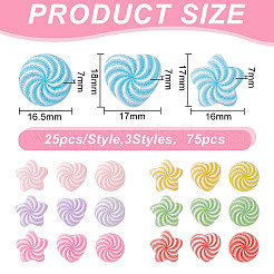 75Pcs 3 Styles Rainbow Color Resin Imitation Candy Cabochons&nbsp;RESI-GO0001-04
