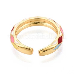 Brass and Enamel Cuff Rings for Women&nbsp;KK-T071-83G