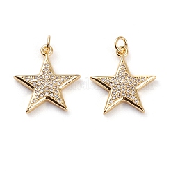 Brass Micro Pave Clear Cubic Zirconia Pendants&nbsp;KK-C100-30G