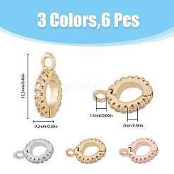 6Pcs 3 Colors Brass Cubic Zirconia Enhancer Shortener Bails&nbsp;ZIRC-HY0001-11