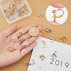 Brass & Iron Clip-on Earring Findings&nbsp;KK-SC0001-92