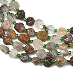 Natural Green Lodolite Quartz/Garden Quartz/Green Phantom Quartz Beads Strands&nbsp;GG-CBA3A44-C05-02