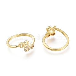 Brass Micro Pave Clear Cubic Zirconia Cuff Rings&nbsp;RJEW-I073-10G