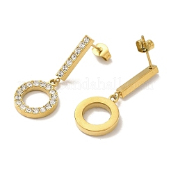 Ion Plating(IP) Stainless Steel Inlay Rhinestone Stud Earrings for Women&nbsp;EJEW-M024-05A-G