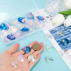 50Pcs 5 Colors UV Plating Iridescent Transparent Plastic Pendants&nbsp;TACR-SC0001-31