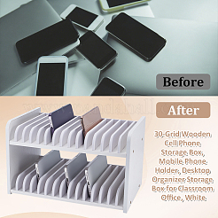 30-Grid Wooden Cell Phone Storage Box&nbsp;CON-WH0115-06