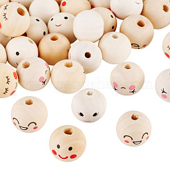 48Pcs 6 Styles Wood European Beads&nbsp;WOOD-TA0002-90