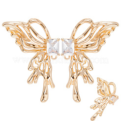 2 Pairs Brass Pave Clear Cubic Zirconia Butterfly Stud Earring Findings&nbsp;KK-BBC0018-66