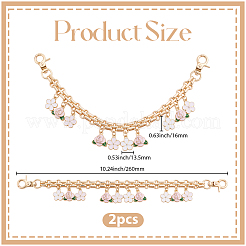2Pcs Alloy Pink and White Enamel Flower Tassel Bag Decorative Chains&nbsp;AJEW-BBC0001-05