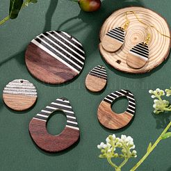 10Pcs 5 Style Resin & Walnut Wood Pendants&nbsp;RESI-LS0001-20