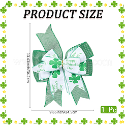 Polyester Clover Pattern Bowknot for Saint Patrick's Day Party Decorations&nbsp;AJEW-WH20080-04A