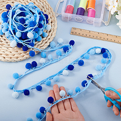 6.5 Yards Gradient Color Polyester Pom Pom Ball Fringe Lace Trims&nbsp;SRIB-PH0001-41