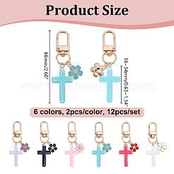 12Pcs 6 Colors Resin & Alloy Enamel Pendant Decorations&nbsp;HJEW-HY00177