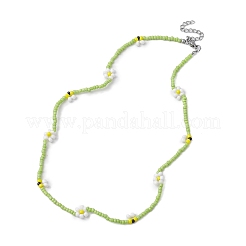 Glass Seed Bead Beaded Flower Necklaces&nbsp;NJEW-TA00171