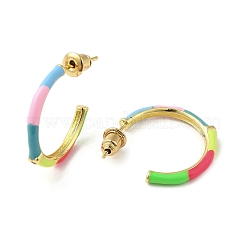 Real 18K Gold Plated Brass Ring Stud Earrings&nbsp;EJEW-L268-014G-04