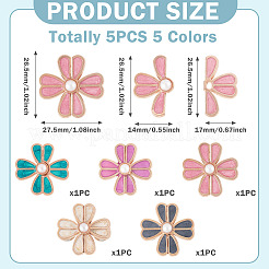 5Pcs 5 Colors Flower Alloy Enamel Adjustable Jean Button Pins&nbsp;DIY-TA0014-93
