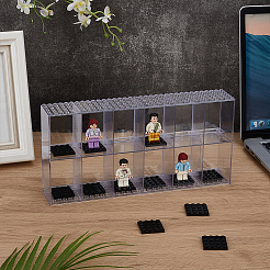 2-Tier 12-Slot Transparent Acrylic Mini Building Block Presentation Boxes without Lids&nbsp;ODIS-WH0030-145