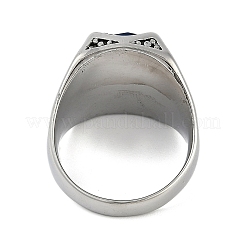Oval 304 Stainless Steel Glass Finger Rings&nbsp;RJEW-D083-14AS-01