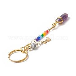 Chakra Natural Mixed Gemstone Bullet Pendant Keychain&nbsp;KEYC-JKC00448