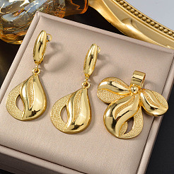 Brass Pendant Necklaces & Hoop Earrings Sets&nbsp;FS-WG87DC9-01