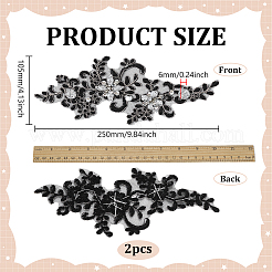 1 Pair Flower Polyester with Glass Embroidery Sew on Ornament Accessories&nbsp;PATC-FG0003-41