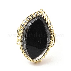 Natural Obsidian Horse Eye Wrapped Adjustable Ring&nbsp;G-D458-03G-03-RS