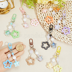 8Pcs 8 Colors Zinc Alloy & Resin Star Pendant Decorations&nbsp;HJEW-BBC0001-26