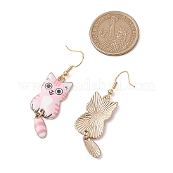 Brass Cat Shape Dangle Earrings&nbsp;EJEW-TA00599
