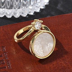 Brass Micro Pave Clear Cubic Zirconia Cuff Open Rings&nbsp;KK-CBA56EF-41A-G
