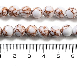 Synthetic Gold Line Turquoise Beads Strands&nbsp;G-H026-01D-01