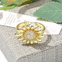 Brass Micro Pave Clear Cubic Zirconia Cuff Rings&nbsp;LS-RJEW-M029-01G
