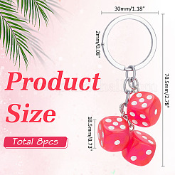 8Pcs Dice Resin Keychains&nbsp;KEYC-ME0001-03A