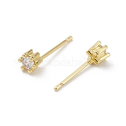 Rack Plating Brass Cubic Zirconia Stud Earrings for Women&nbsp;EJEW-K245-16G