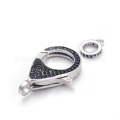 Brass Micro Pave Cubic Zirconia Lobster Claw Clasps&nbsp;ZIRC-F110-01A