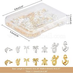 168Pcs Tortoise & Mermaid & Anchor & Dolphin & Coconut Tree Alloy Cabochons&nbsp;MRMJ-OC0002-62