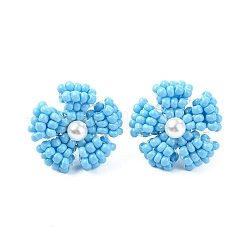 Daisy Glass Seed Beaded Stud Earrings&nbsp;EJEW-MZ00334-01