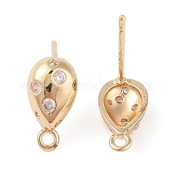 Brass Pave Clear Cubic Zirconia Stud Earring Findings&nbsp;LS-KK-N256-02G-D