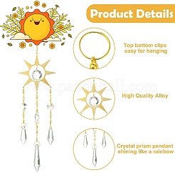 4Pcs 4 Styles Sun Metal Hanging Ornaments&nbsp;HJEW-CJ0001-21
